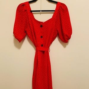 Red and White Polka dot dress